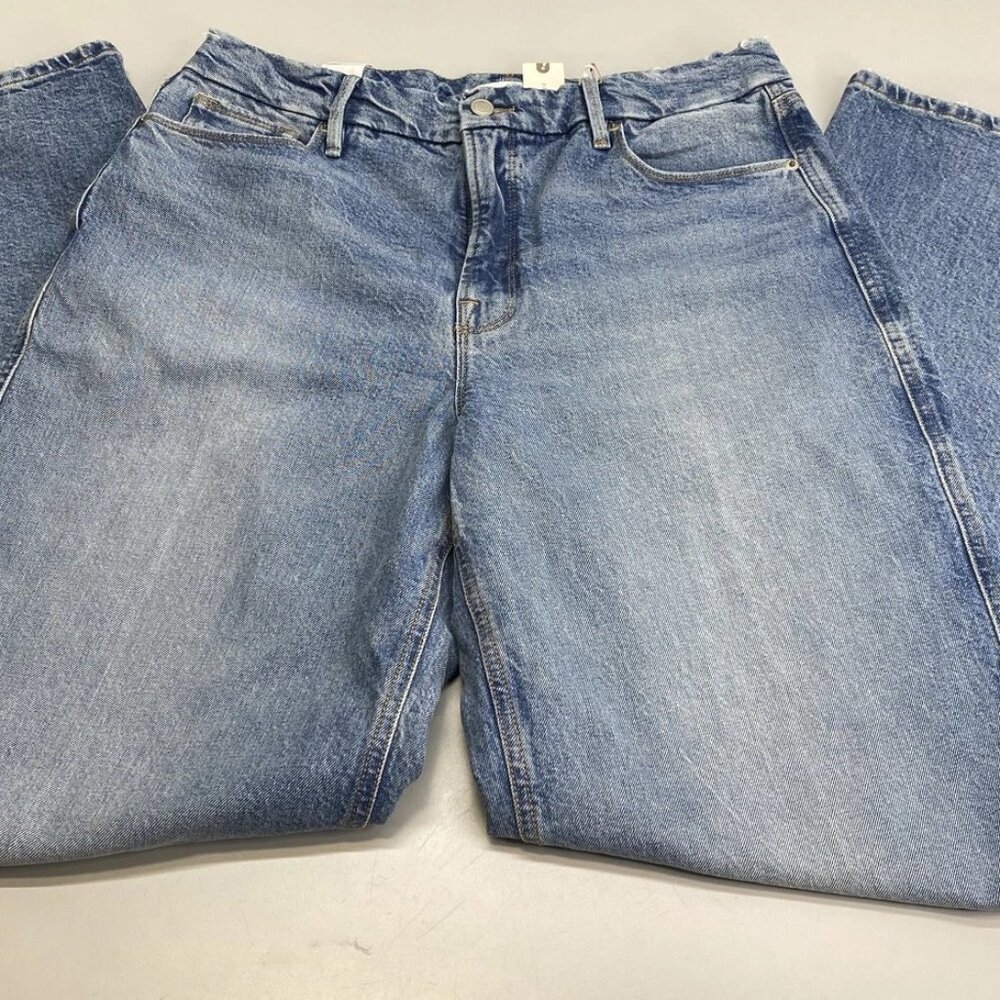 Good American Women’s Good Skate High-Rise Wide-Leg Jeans – Indigo Blue Size 12